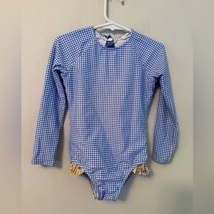 Minnow Blue Gingham Long Sleeve Swimsuit